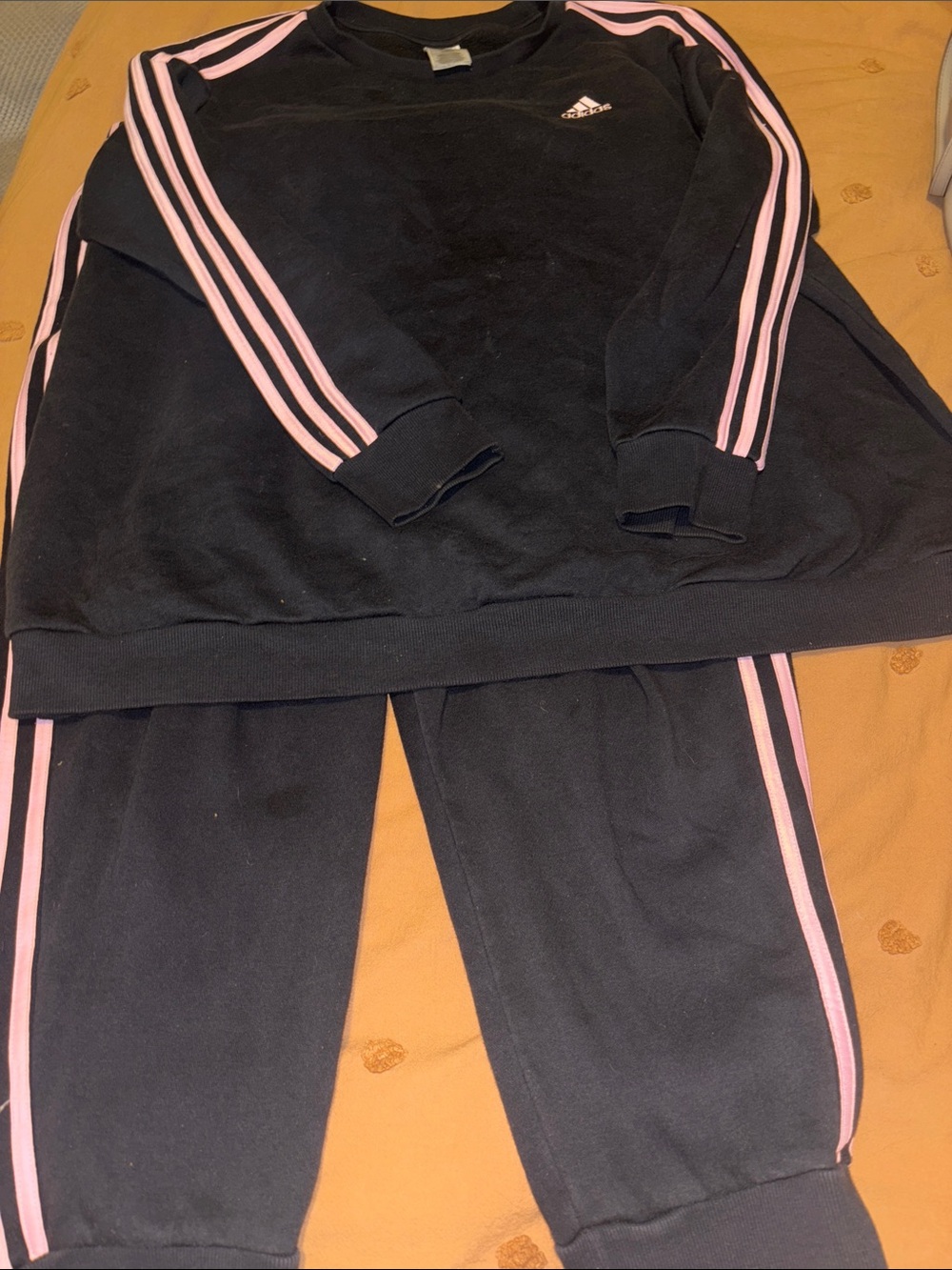 adidas Black Joggers with Pink Side Stripes - set the sweater and joggers womens